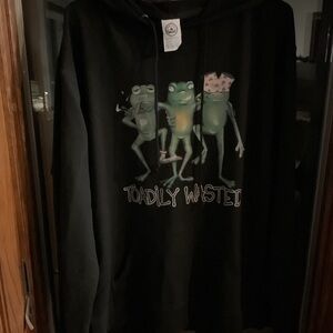 Delta Black Hoodie with Playful Frog Design